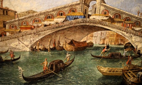 Antiquités - Venise, le Pont du Rialto - Maître vénitien du XVIIIe siècle